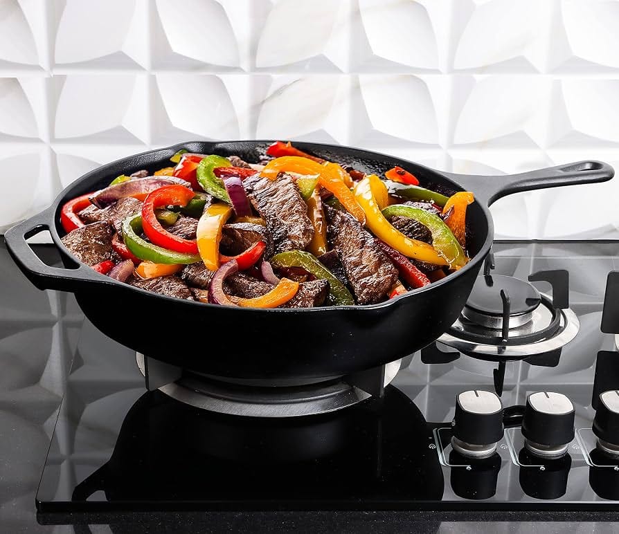 Cast iron skillet on a stovetop